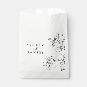 Sachets En Papier Mariage floral moderne noir et blanc