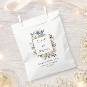 Sachets En Papier Mariage floral neutre bleu Dusty