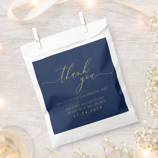 Sachets En Papier Mariage Formel Minimaliste Or et Bleu Marine