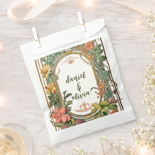 Sachets En Papier Mariage frontalier orné fleur sauvage victorien (Coupé)
