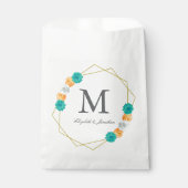 Sachets En Papier Mariage géométrique Turquoise orange (Devant)