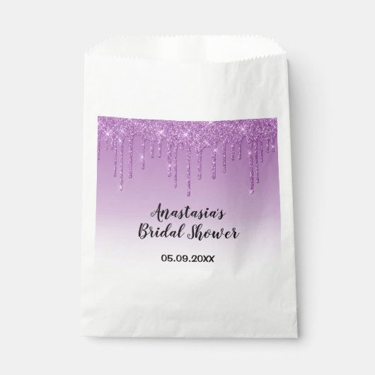 Sachets En Papier Mariage Glamour Fête de Fiançailles Violet Paillet (Devant)