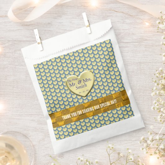 Sachets En Papier Mariage Gold Dusty Blue (Coupé)