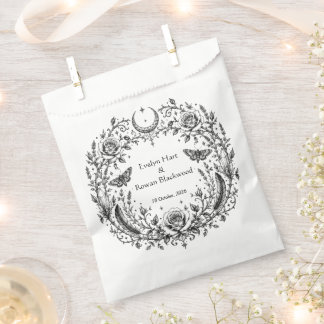 Sachets En Papier Mariage gothique botanique noir et blanc