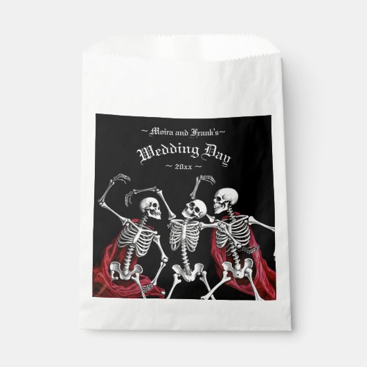 Sachets En Papier Mariage gothique de squelettes dansants de la Mort (Devant)