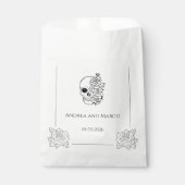 Sachets En Papier Mariage gothique du crâne noir et blanc (Devant)