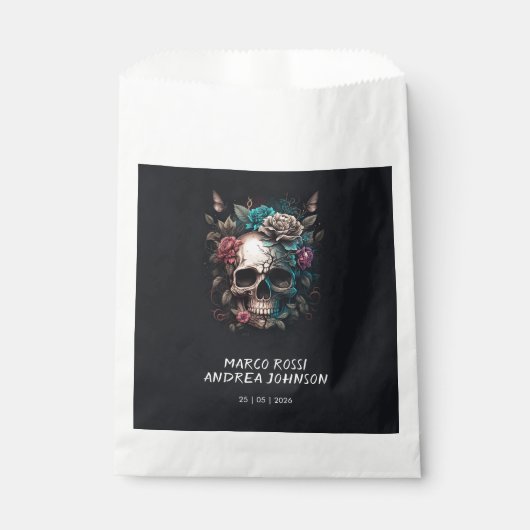 Sachets En Papier Mariage gothique du tatouage au crâne (Devant)