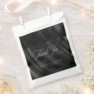 Sachets En Papier Mariage gothique noir dentelle et satin ID866