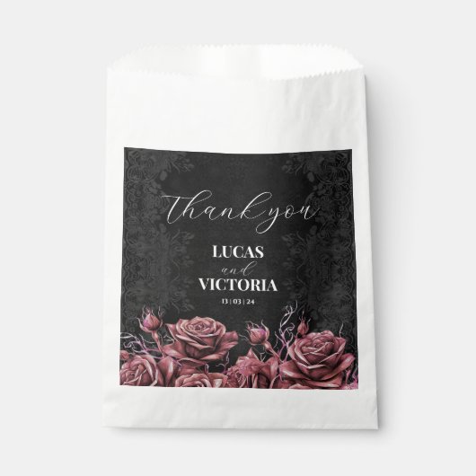 Sachets En Papier Mariage gothique victorien Rose foncé (Devant)