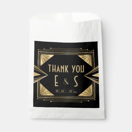 Sachets En Papier Mariage hershey®, noir et or, art déco élégant (Devant)