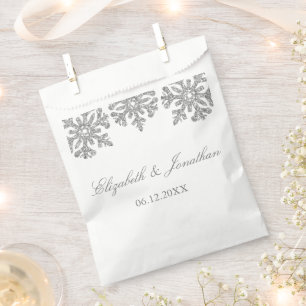 Sachets En Papier Mariage hivernal Silver Snowflake
