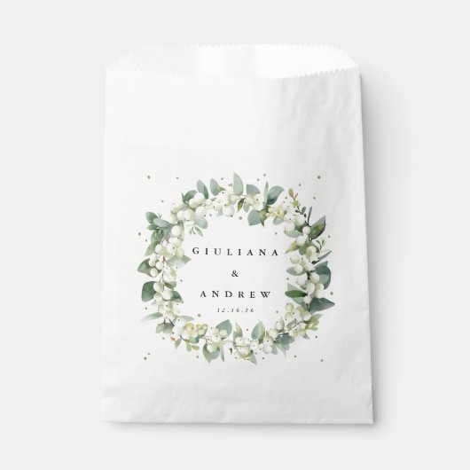 Sachets En Papier Mariage hivernal Snowberry+Eucalyptus (Devant)