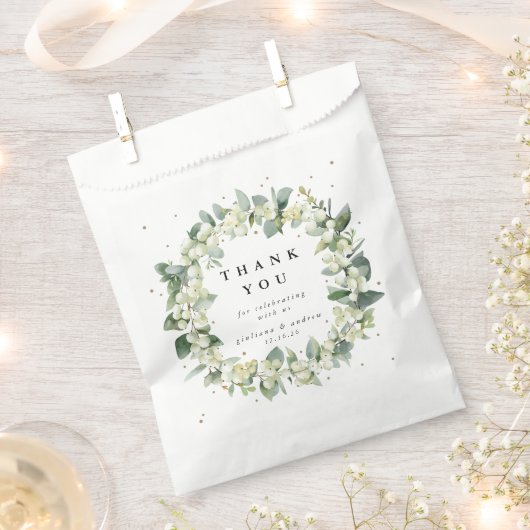 Sachets En Papier Mariage hivernal Snowberry+Eucalyptus (Coupé)