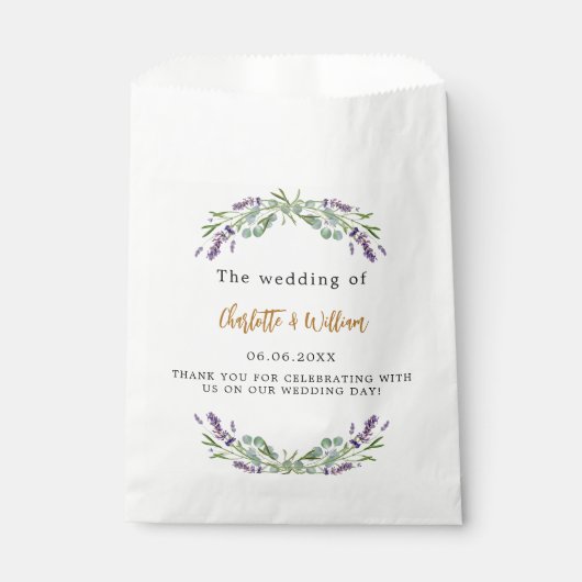 Sachets En Papier Mariage lavande eucalyptus verdure merci (Devant)