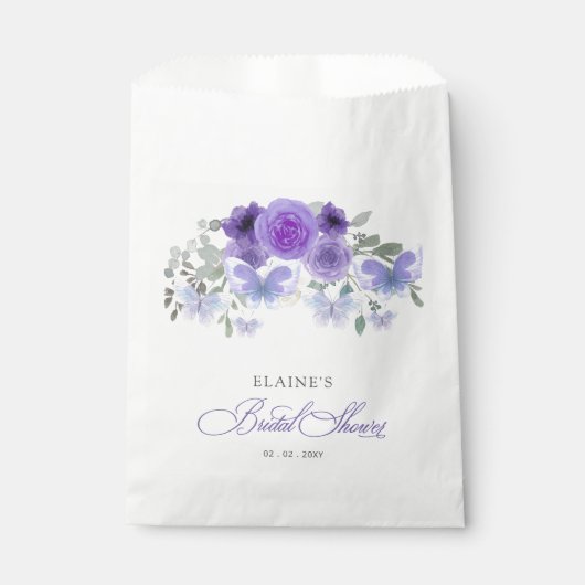 Sachets En Papier Mariage Lilac Pourpre Une Vie de Papillons (Devant)