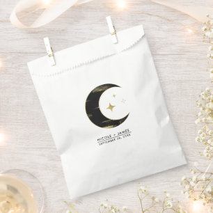 Sachets En Papier Mariage Lune Étoiles Célestes Noir & Or