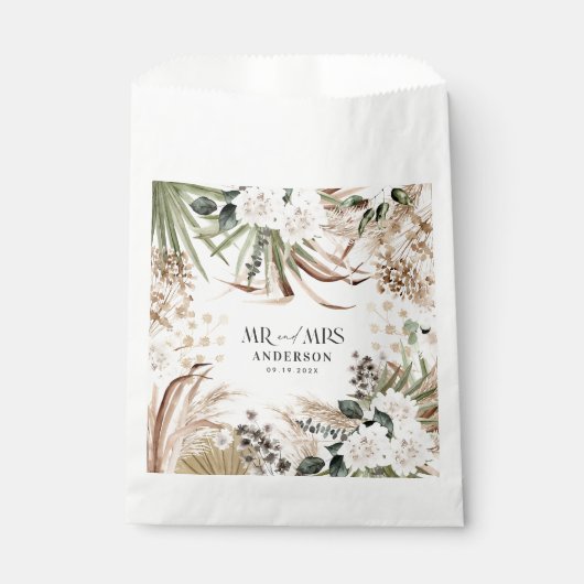 Sachets En Papier Mariage M. Mme Pampas eucalyptus parti boho modern (Devant)