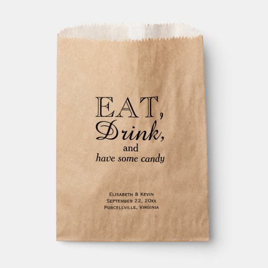 Sachets En Papier Mariage Mange, Boit et Avoir Un Petit Buffet De Bo (Devant)