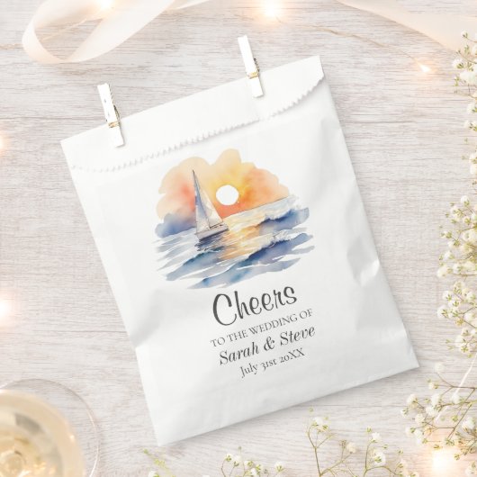 Sachets En Papier Mariage marin de l'aquarelle Sunset Seascape (Coupé)