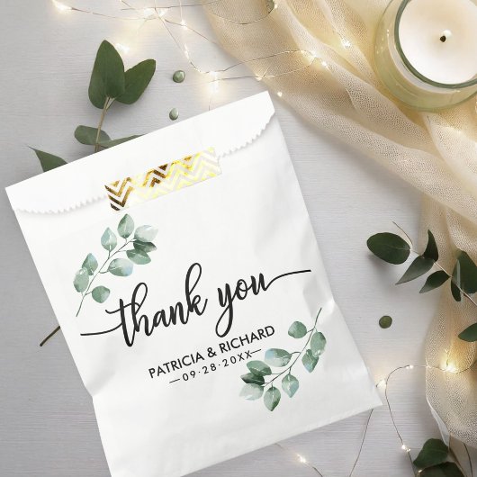 Sachets En Papier Mariage Merci vert