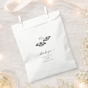 Sachets En Papier Mariage minimaliste de papillon noir blanc