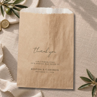 Sachets En Papier Mariage Minimaliste Moderne Rustique Merci Simple