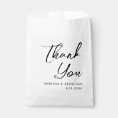 Sachets En Papier Mariage moderne à main noire blanche (Devant)