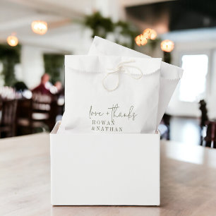 Sachets En Papier Mariage moderne chic vert blanc amour et merci