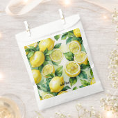 Sachets En Papier Mariage moderne citron bleu floral script (Coupé)