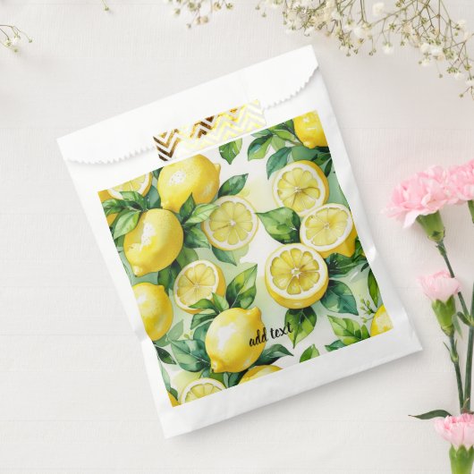 Sachets En Papier Mariage moderne citron bleu floral script (Scellé)