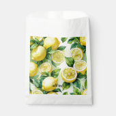 Sachets En Papier Mariage moderne citron bleu floral script (Devant)