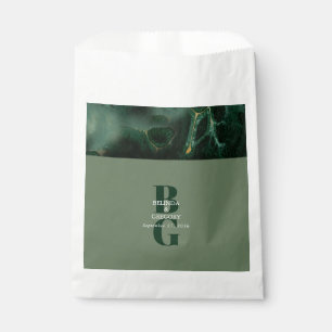 Sachets En Papier Mariage moderne en marbre vert