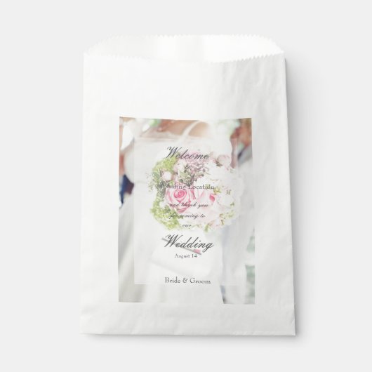 Sachets En Papier Mariage modifiable de bouquet de mariée et de fleu (Devant)