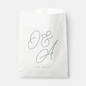 Sachets En Papier Mariage Monogramme Eucalyptus Green Script (Devant)