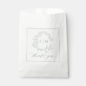 Sachets En Papier Mariage Monogramme vert Sage moderne (Devant)