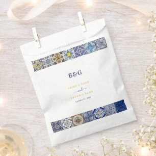 Sachets En Papier Mariage Motif de tuiles portugaises méditerranéenn