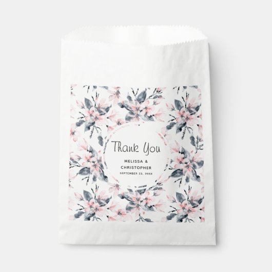 Sachets En Papier Mariage Motif rose et gris Floral (Devant)