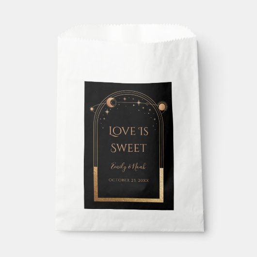 Sachets En Papier Mariage mystique Black Gold Sun Moon Stars (Devant)