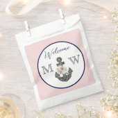Sachets En Papier Mariage nautique Floral Ancre Rose Marine Bienvenu (Coupé)