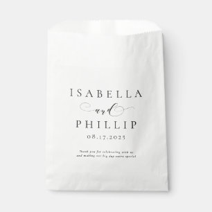 Sachets En Papier Mariage noir blanc personnalisé simple et élégant