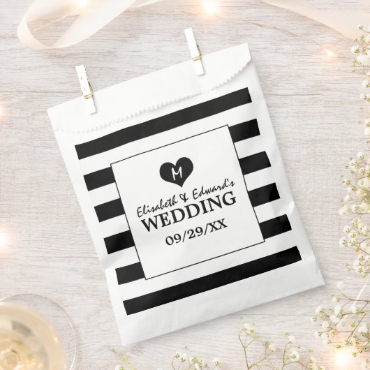 Sachets En Papier Mariage noir et blanc moderne (Coupé)