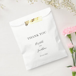 Sachets En Papier Mariage noir moderne Script minimaliste simple