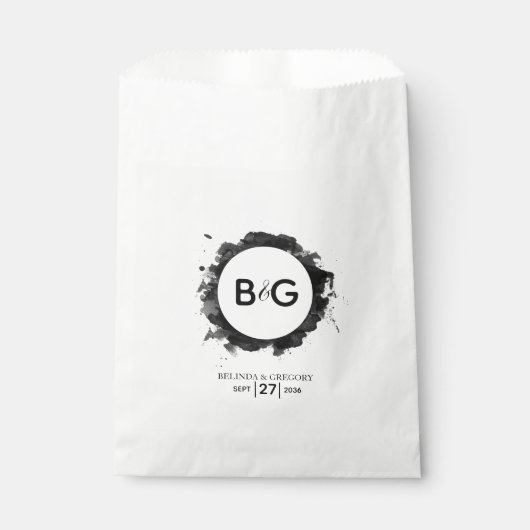 Sachets En Papier Mariage noir simple (Devant)