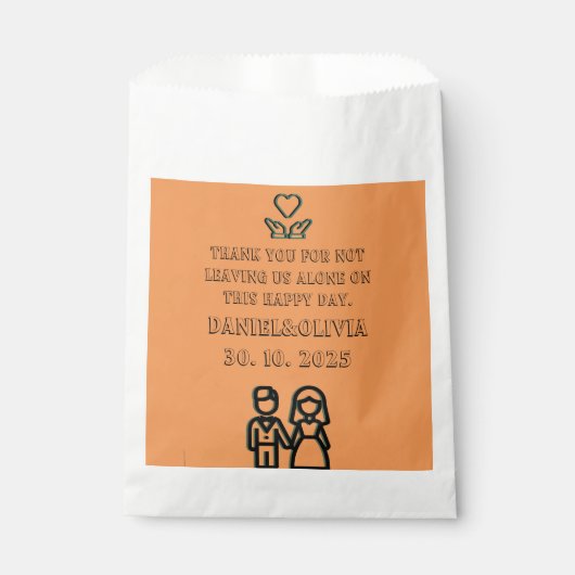 Sachets En Papier Mariage orange profond (Devant)