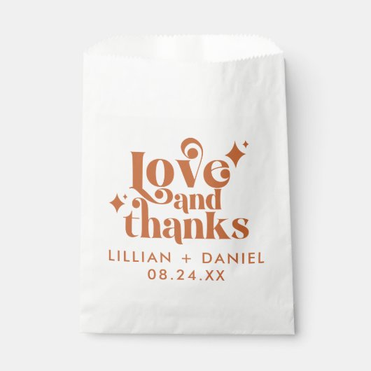 Sachets En Papier Mariage orange rétro moderne (Devant)