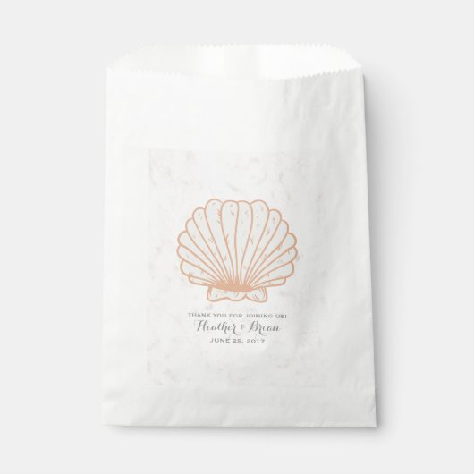 Sachets En Papier Mariage Orange Rustique Seashell (Devant)