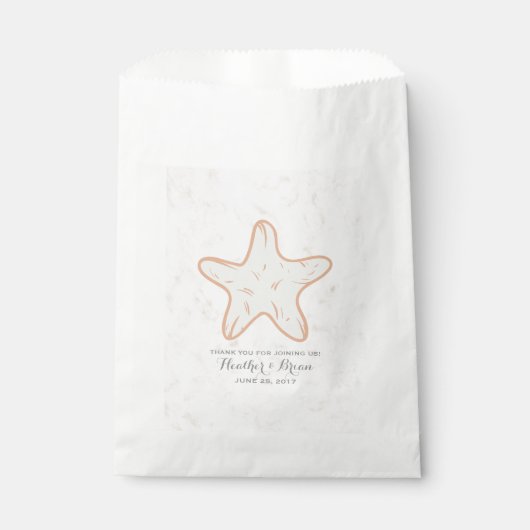Sachets En Papier Mariage Orange Rustique Starfish (Devant)