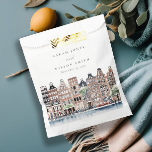 Sachets En Papier Mariage paysager du canal néerlandais d'Amsterdam
