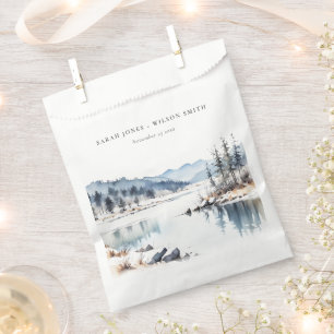 Sachets En Papier Mariage paysager du lac de la neige d'hiver
