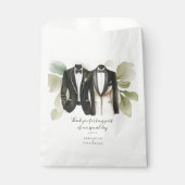 Sachets En Papier Mariage personnalisé de feuillage vert coupé (Devant)